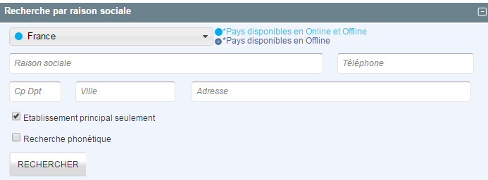 Recherche par raison sociale